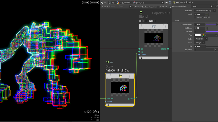 Closer look at Glitch Crag and parts of his Copernicus network.