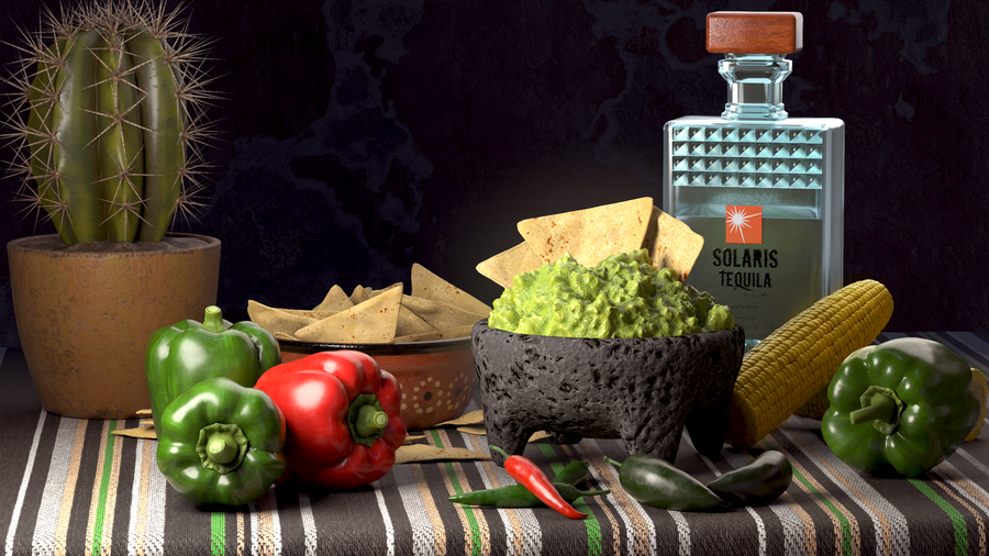 This a final rendering of the Mexican Still Life scene using a combination of Karma, RenderMan, Arnold and Redshift