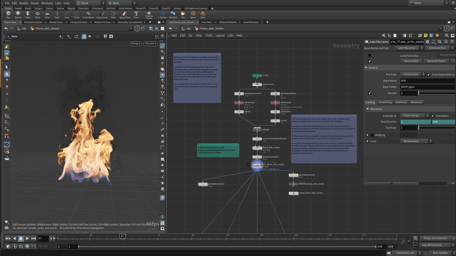 Preview of the viewport, and the SOP setup