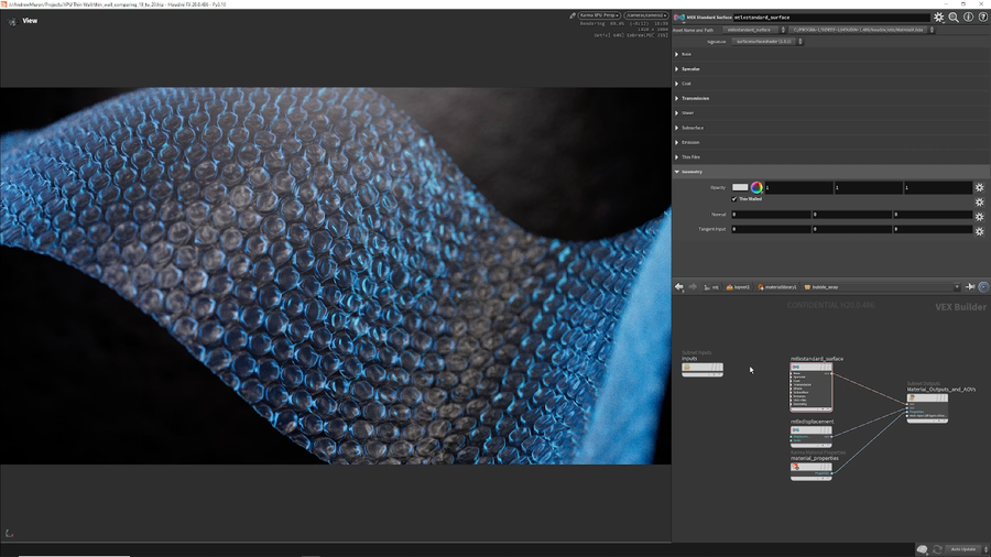 Scene loaded in Houdini viewport.