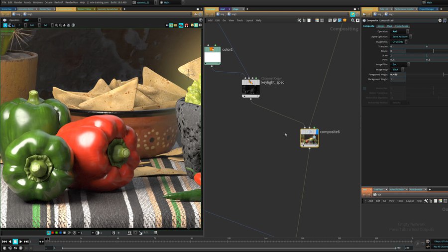 The compositing network used to create the final image is included for your reference