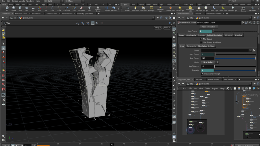 By providing a custom input animation / simulation, you can drive your destruction using the guided simulation feature.