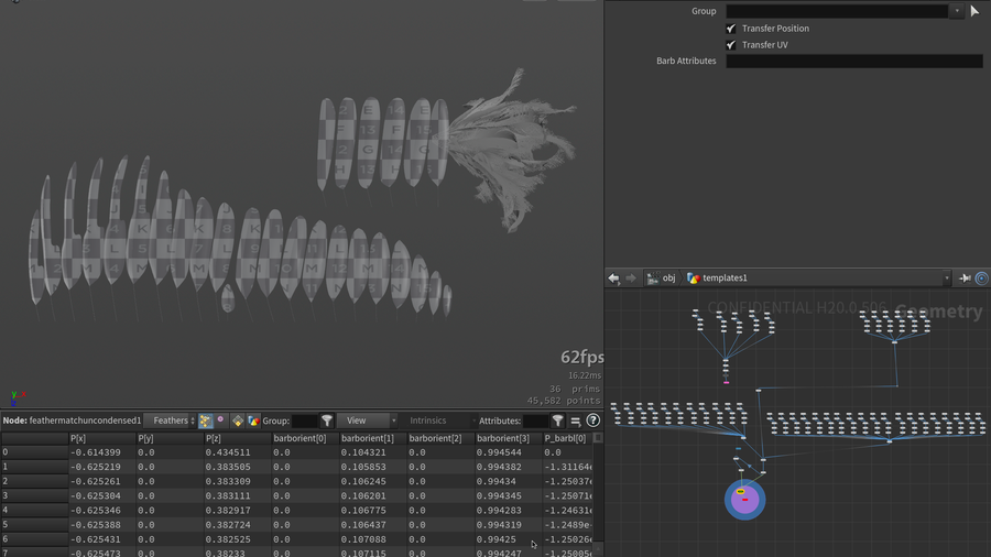Splashscreen; feathers creation in Houdini viewport.