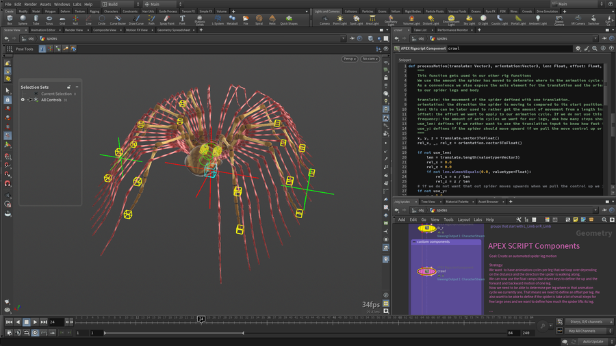 The APEX Script node used to drive the leg movement