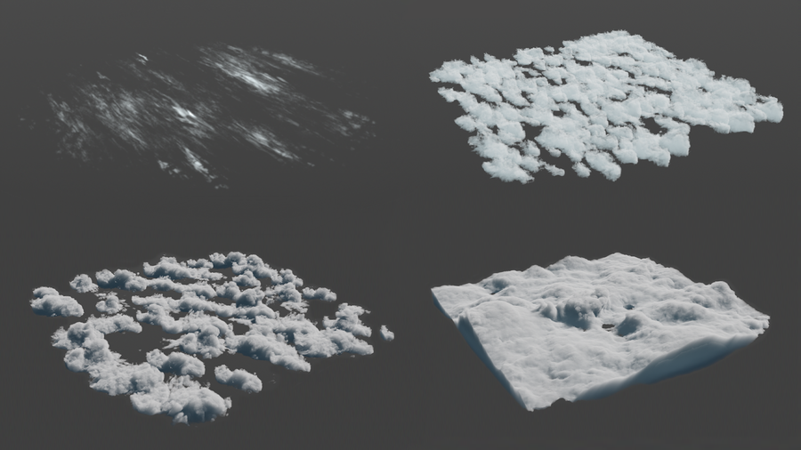 Preview of available cloud types using Skybox in viewport