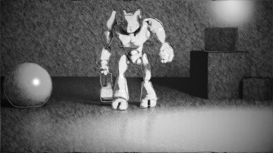 Black/white with outlines