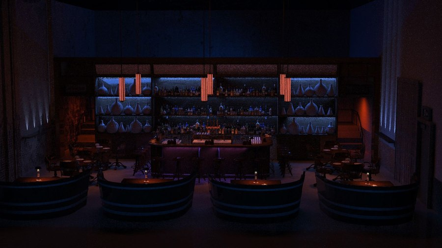 You can work with the Light Mixer to explore different moods for the scene or move around the furniture using an Edit LOP.