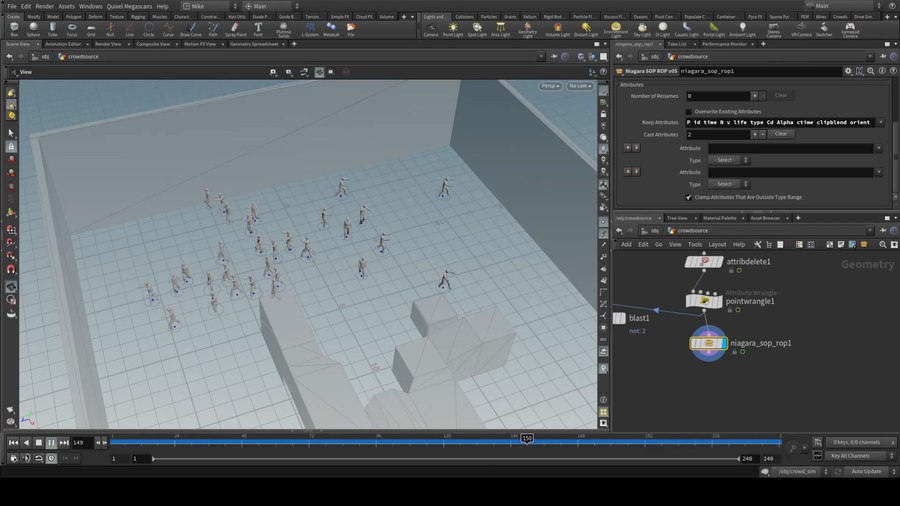 You can even export points from Houdini’s crowd system to combine Crowd simulations with vertex animation tools.