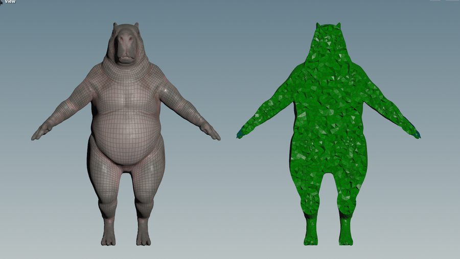 To generate machine learning targets, the skin is embedded in a simulated tetrahedral mesh