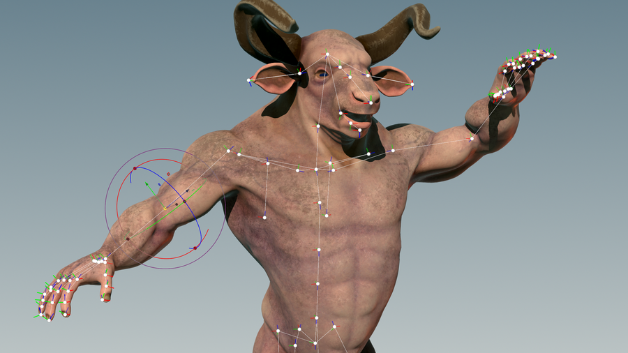 Provided minotaur asset which is trained on, and used for ML skin deformation