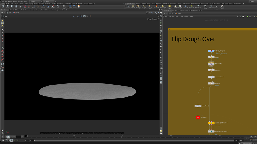Using ‘Tetrahedral Stretch’ Constraints to set up the dough for vellum simulation.
