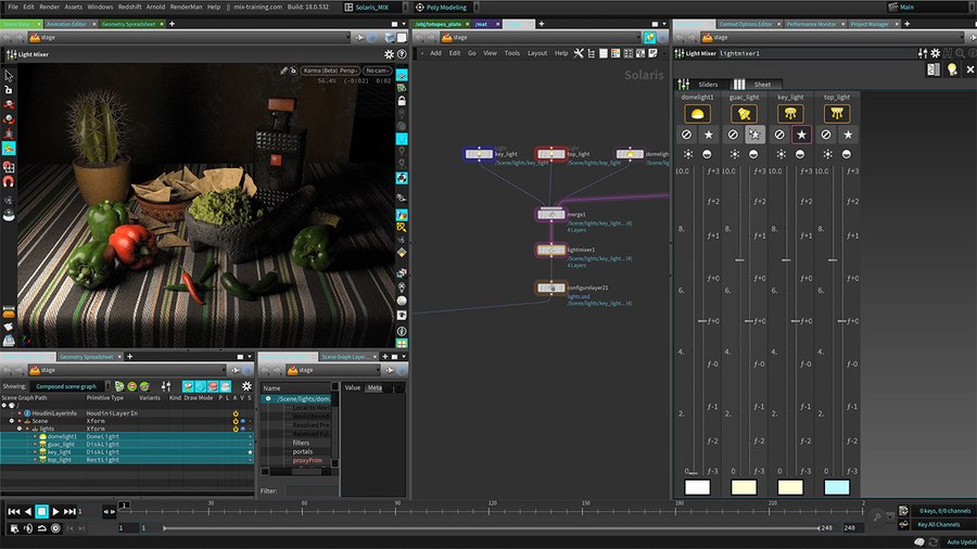 You can use the interactive light tools in Solaris to relight the shot