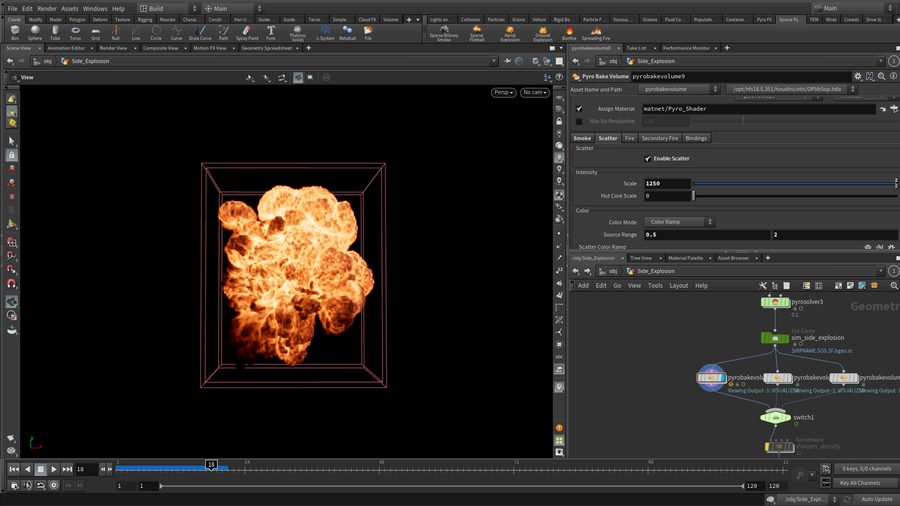 File includes 3 volume shading variations using the new Pyro Baked Volume SOP.