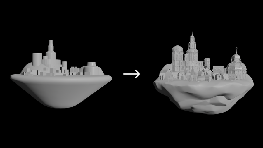 Modules are assembled based on blockout or input curves.