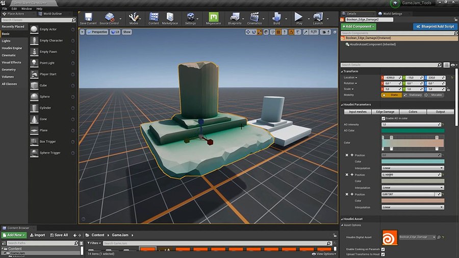 This tool lets you select multiple pieces of geometry from your game engine that will then be turned into a single mesh using Booleans then set up edge damage to make the resulting mesh look aged.