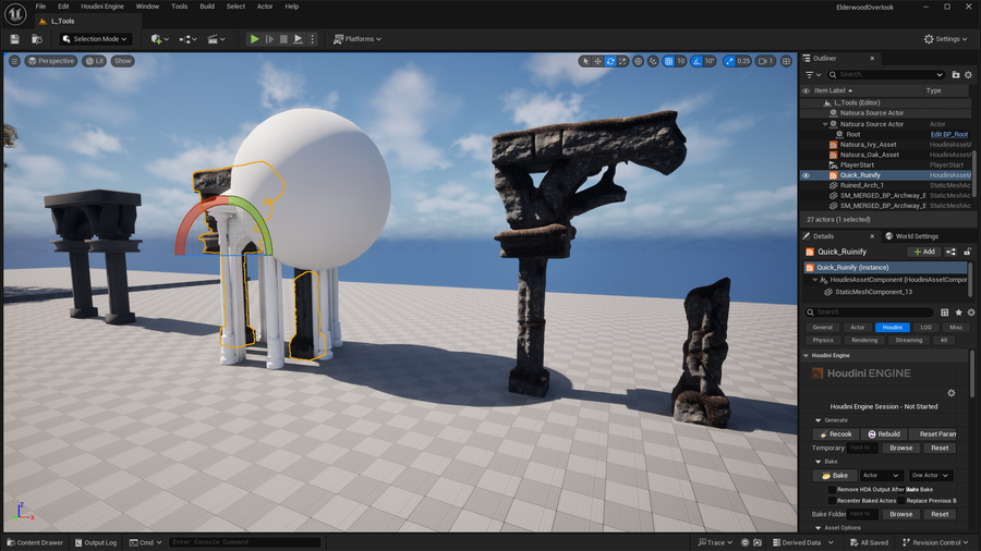 Go to the L Tools level to check out the ruins digital asset