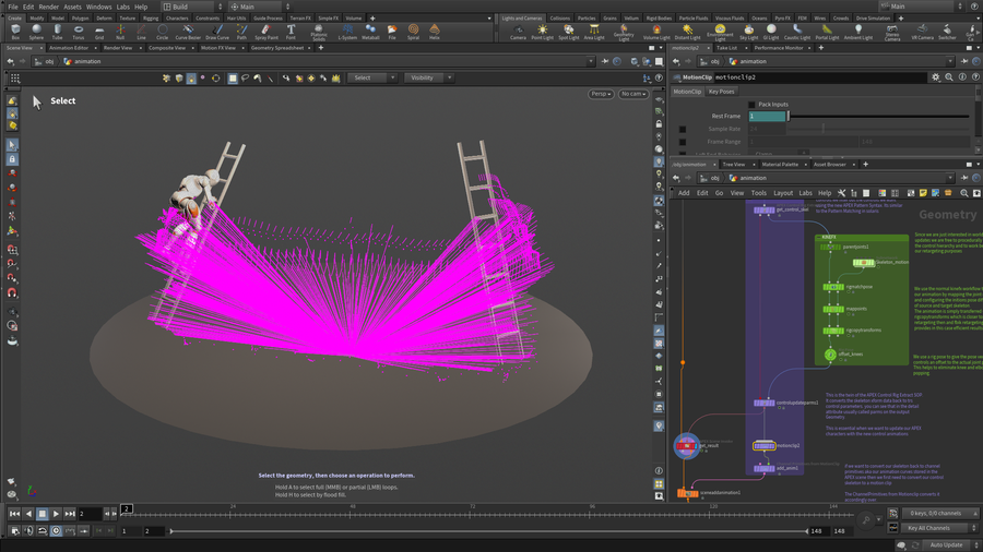 In this section you will retarget motion from an FBX file onto Electra