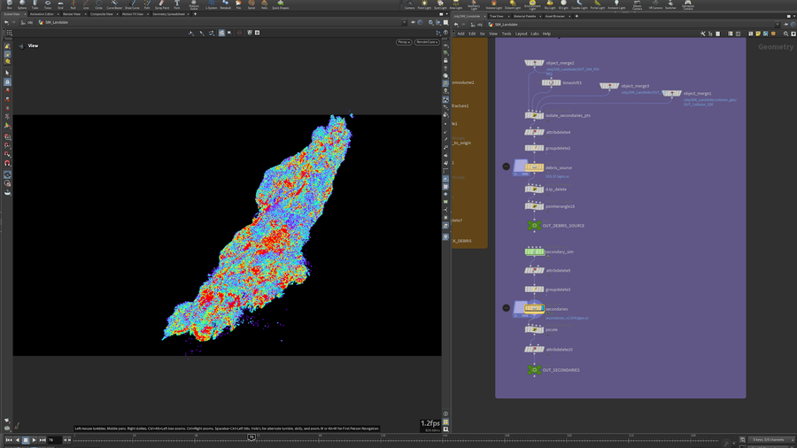 Preview of secondary simulation using the deformation attribute