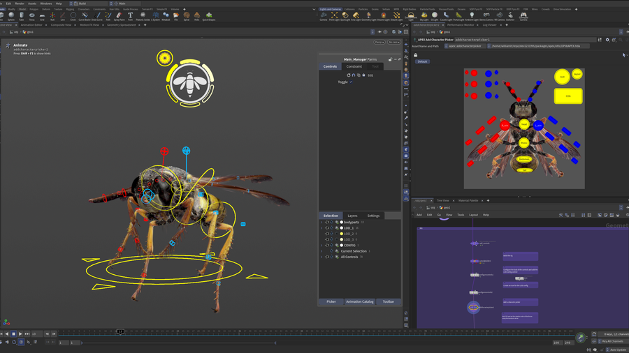 Set up the complete rig in the autorig builder, and set up the new config control shape which will replace the config gears in one easy to use control.