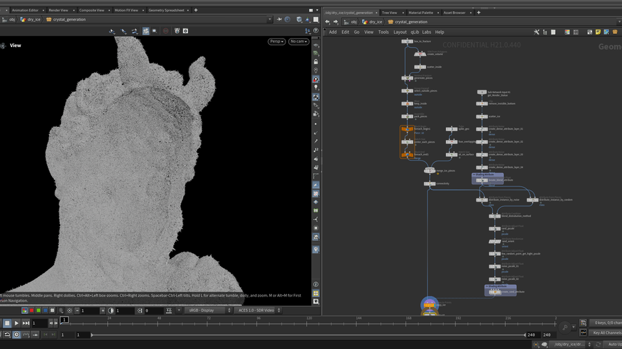 Scattering system for fine detailed ice