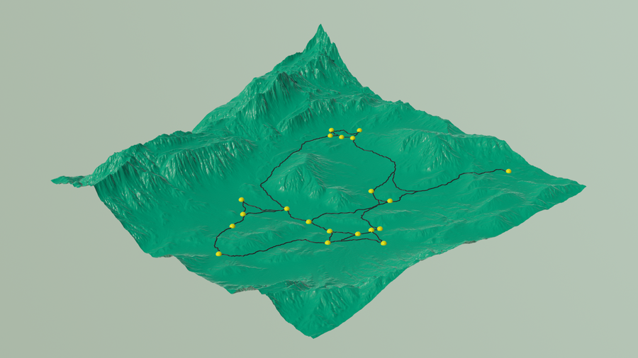 The road network tools connect different points of interest with roads.