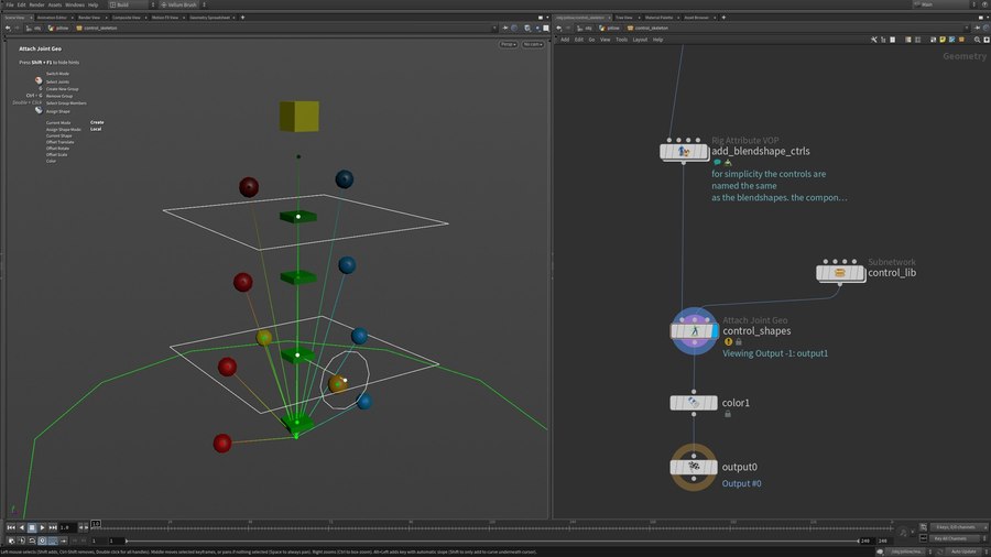 Add controls shapes using attach joint geo