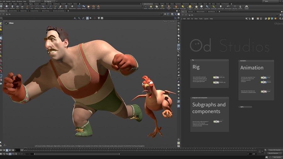 Apex Character rigs, animation scene setup, and example component setups.