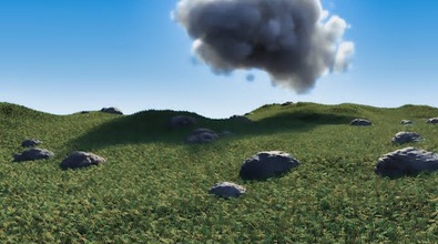 Rolling Hills with Rocks, Grass and Clouds