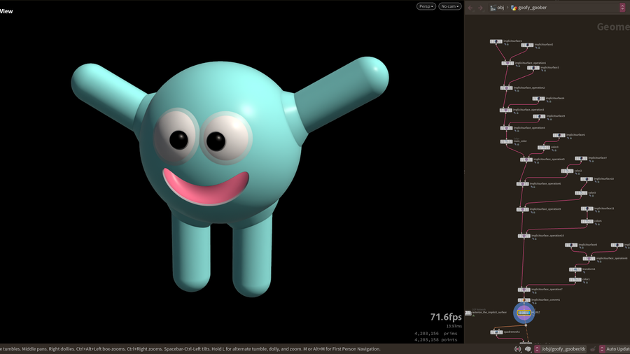 Goofy Goober - modeling with implicit surfaces