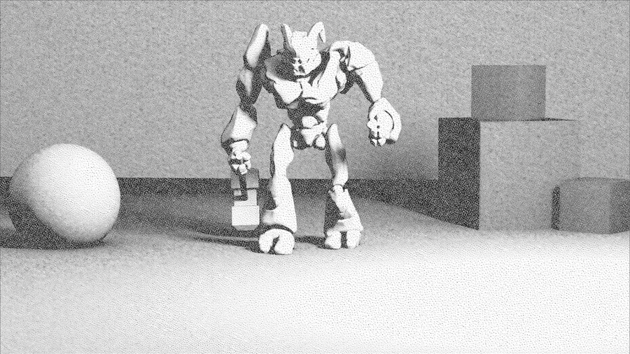 Uniform direction hatching represents blending of different hatching layers using directdiffuse AOV