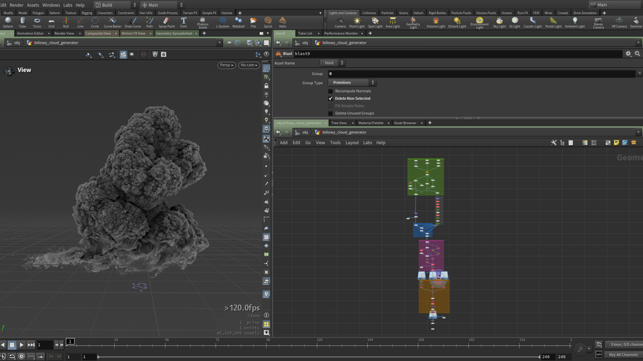 Preview of the network and one of the cloud generated by this setup.
