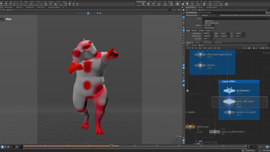 Painting out (masked) areas for stiffness.