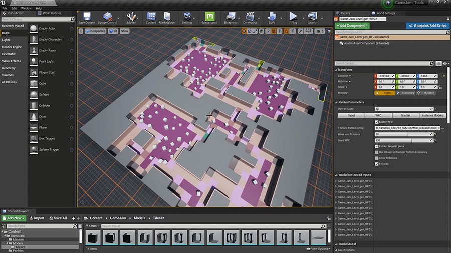 Using the WaveFunctionCollapse algorithm, this tool lets you generate game levels using an outside image as a driver.  You can also use shapes in your game editor to influence the results and can automatically scatter elements throughout the spaces generated by the tool.