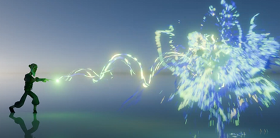 The impact of a magical spell.