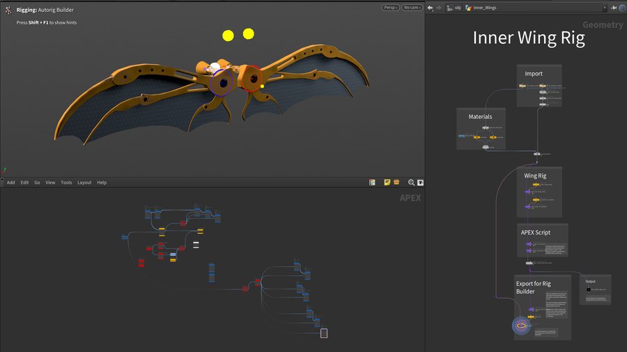 Creating a separate wing rig using the Fuse Graph workflow.