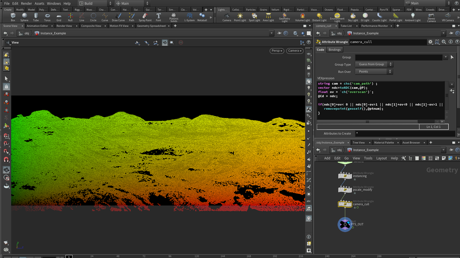 With this instancing setup, you can assign geometry to the points based on their attribute.