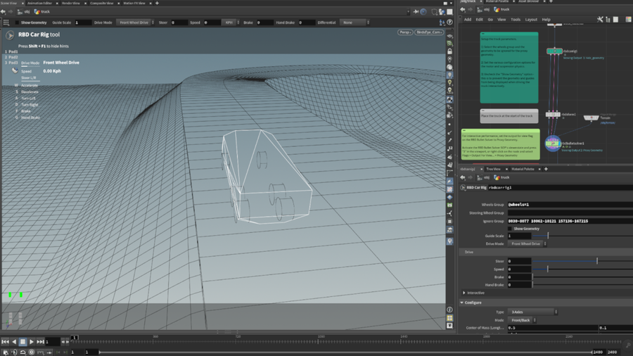 Car rig; showing proxy geometry.