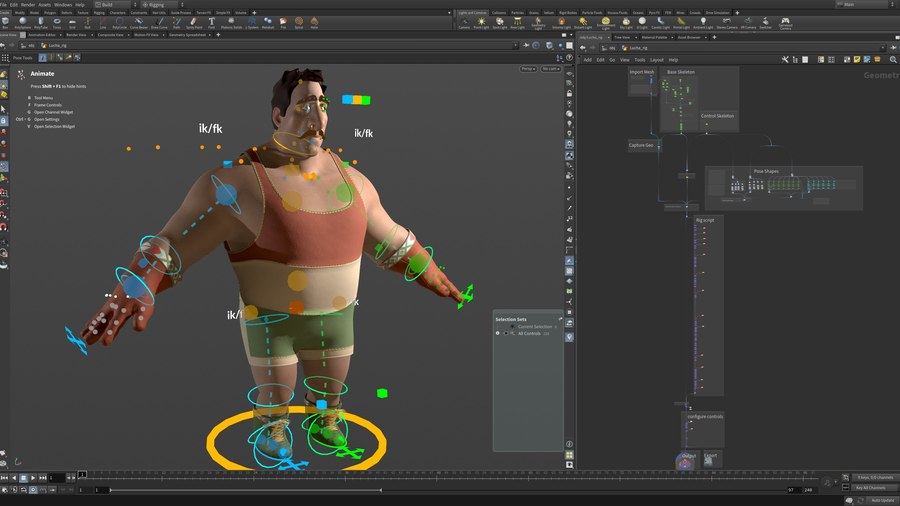 Full Character setup, skeleton setup, fully procedural capture workflow, rig script using custom components.