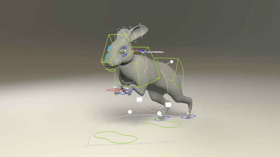 The animation start file lets you test out the rabbit rig. You can animate in this file then export a geometry sequence for use in the fur setup file.