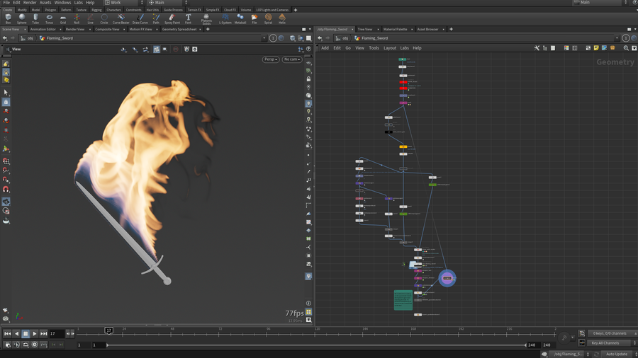 Preview of the viewport, and the SOP setup