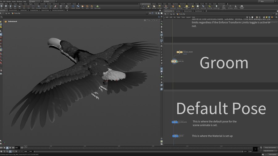 The new groom tools makes it easy to embedded and animate the groom guides in the rig