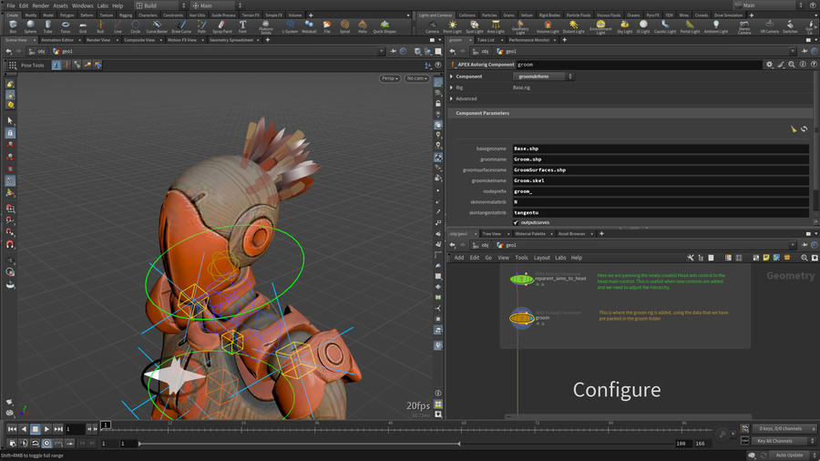 Controls can be added for grooms such as hair or feathers