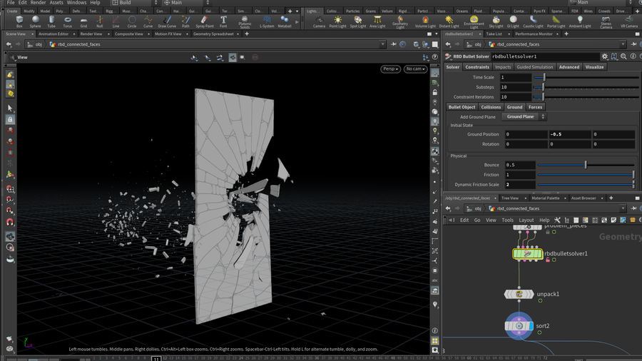 You can then simulate destruction using the RBD bullet solver sop.