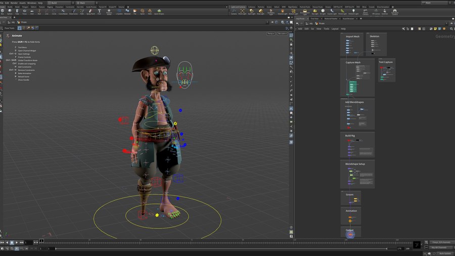 Pirate rig built using a fully procedural capture workflow, and the new Auto Rig Builder.