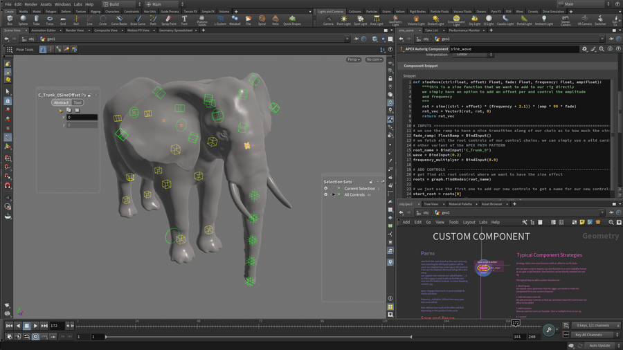 The rig script node lets you see the code that creates this custom component