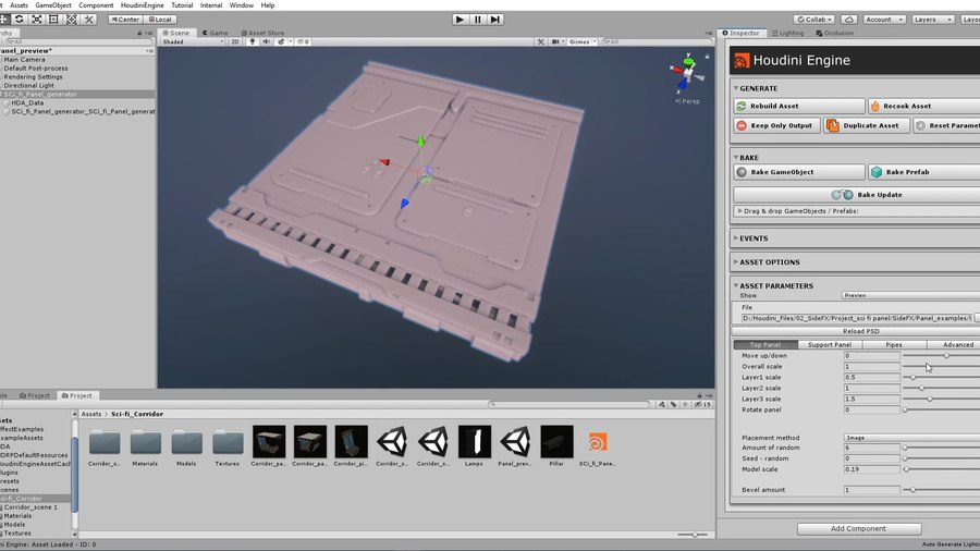 The asset can be used in Game Editors such as Unity or Unreal along with the Houdini Engine Plug-in.