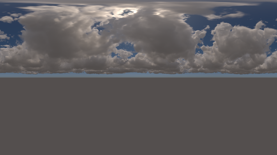 A 16k by 8k render of a skybox with a physical sun and sky with Karma XPU