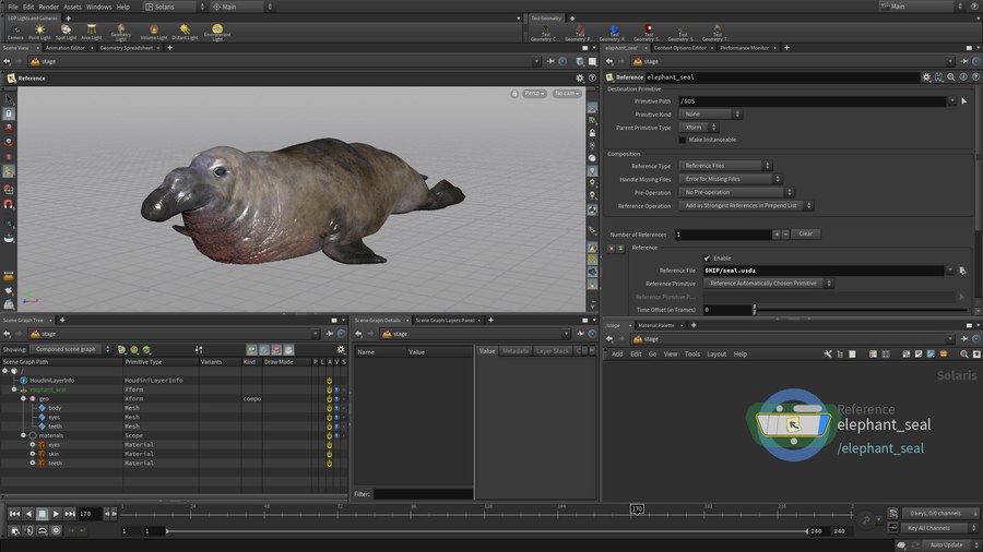 The used file lets you bring the animated elephant seal into your Solaris/LOPS scene.