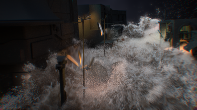 Large Scale Tsunami Flash Flood - Water FX Simulations