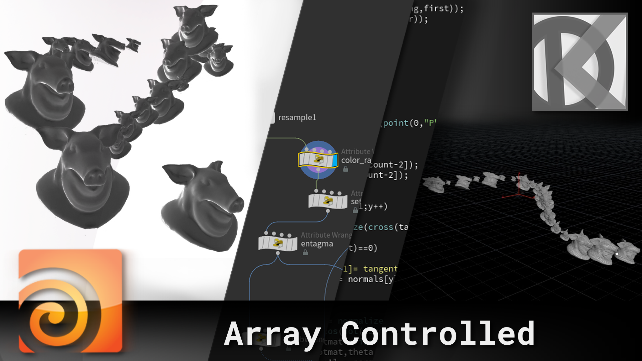 Animation controls. Houdini array.